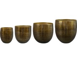TS Collection - Bloempot Fabio - Set van 4 - Aluminium - Antiek messing