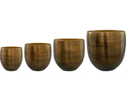 TS Collection - Bloempot Fabio - Set van 4 - Aluminium - Antiek messing