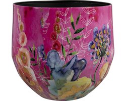 TS Collection - Bloempot Fiesta fuchsia - 24x21 - Metaal & Epoxy - Exclusieve woonitems voor binnen - Handgemaakt - Unieke print - Designed by Lammie