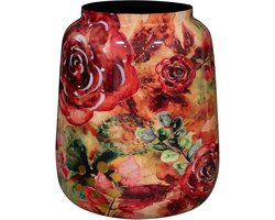 TS Collection - Bloempot hoog Rose rouge - 21x24 - Metaal & Epoxy - Exclusieve woonitems voor binnen - Handgemaakt - Unieke print - Designed by Lammie