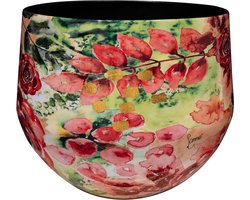 TS Collection - Bloempot Rose rouge - 33x28 - Metaal & Epoxy - Exclusieve woonitems voor binnen - Handgemaakt - Unieke print - Designed by Lammie