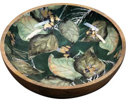 TS Collection - Bowl Bee green - 31x7 - Metaal & Epoxy - Exclusieve woonitems voor binnen - Handgemaakt - Unieke print - Designed by Lammie