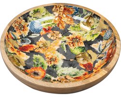 TS Collection - Bowl Berry blue - 31x7 - Metaal & Epoxy - Exclusieve woonitems voor binnen - Handgemaakt - Unieke print - Designed by Lammie