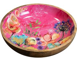 TS Collection - Bowl Fiesta fuchsia - 31x7 - Metaal & Epoxy - Exclusieve woonitems voor binnen - Handgemaakt - Unieke print - Designed by Lammie