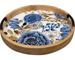 TS Collection - Dienblad Dutch blue - 35x4 - Metaal & Epoxy - Exclusieve woonitems voor binnen - Handgemaakt - Unieke print - Designed by Lammie