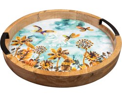TS Collection - Dienblad Fresia fresh - 35x4 - Metaal & Epoxy - Exclusieve woonitems voor binnen - Handgemaakt - Unieke print - Designed by Lammie