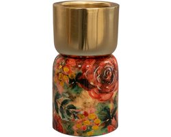TS Collection - Kaarsenhouder Rose rouge - 4x11 - Metaal & Epoxy - Exclusieve woonitems voor binnen - Handgemaakt - Unieke print - Designed by Lammie