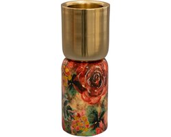 TS Collection - Kaarsenhouder Rose rouge - 4x16 - Metaal & Epoxy - Exclusieve woonitems voor binnen - Handgemaakt - Unieke print - Designed by Lammie