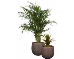 TS Collection plantenpot - 2x - Lydia - glimmend paars - 20 x 22 cm - keramiek - woonaccessoires