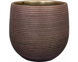 TS Collection plantenpot - Lydia - glimmend paars - 20 x 22 cm - keramiek - woonaccessoires