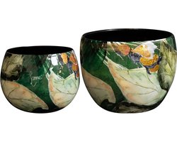 TS Collection - Pot Bee green - Mini set van 2 - Metaal & Epoxy - Exclusieve woonitems voor binnen - Handgemaakt - Unieke print - Designed by Lammie