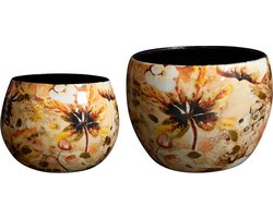 TS Collection - Pot Cotton cream - Mini set van 2 - Metaal & Epoxy - Exclusieve woonitems voor binnen - Handgemaakt - Unieke print - Designed by Lammie