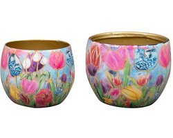 TS Collection - Pot Dutch beauty spring - Mini set van 2 - Metaal & Epoxy - Exclusieve woonitems voor binnen - Handgemaakt - Unieke print - Designed by Lammie
