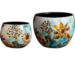 TS Collection - Pot Fresia fresh - Mini set van 2 - Metaal & Epoxy - Exclusieve woonitems voor binnen - Handgemaakt - Unieke print - Designed by Lammie