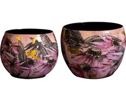 TS Collection - Pot Polly pink - Mini set van 2 - Metaal & Epoxy - Exclusieve woonitems voor binnen - Handgemaakt - Unieke print - Designed by Lammie