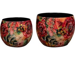 TS Collection - Pot Rose rouge - Mini set van 2 - Metaal & Epoxy - Exclusieve woonitems voor binnen - Handgemaakt - Unieke print - Designed by Lammie