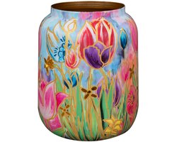 TS Collection - Vaas Designed by Lammie - Dutch beauty spring - 21x24 - Metaal & Epoxy - Exclusieve woonitems voor binnen - Handgemaakt - Unieke print - Designed by Lammie