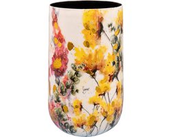TS Collection - Vaas Designed by Lammie - Floral white - 16x26 - Metaal & Epoxy - Exclusieve woonitems voor binnen - Handgemaakt - Unieke print - Designed by Lammie
