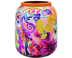 TS Collection - Vaas Designed by Lammie - Tropical twist - 21x24 - Metaal & Epoxy - Exclusieve woonitems voor binnen - Handgemaakt - Unieke print - Designed by Lammie