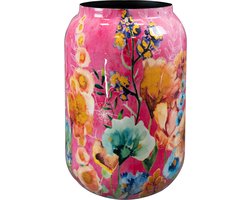 TS Collection - Vaas Fiesta fuchsia - 46x62 - Metaal & Epoxy - Exclusieve woonitems voor binnen - Handgemaakt - Unieke print - Designed by Lammie