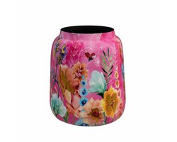 TS Collection Vaas Fiesta Fuchsia - roze - metaal/epoxy - D21 x H24 cm - bloemenvaas - Designed by Lammie