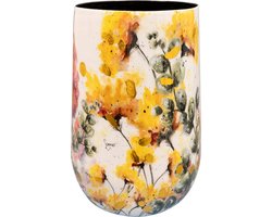 TS Collection - Vaas Floral white - 20x29 - Metaal & Epoxy - Exclusieve woonitems voor binnen - Handgemaakt - Unieke print - Designed by Lammie