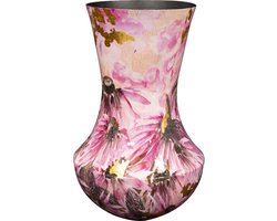 TS Collection - Vaas Polly pink - 27x42 - Metaal & Epoxy - Exclusieve woonitems voor binnen - Handgemaakt - Unieke print - Designed by Lammie