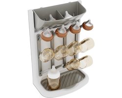 TSD goods - Flessen Droogrek - Flessenrek Baby - Droogrek Voor Baby Flessen - Baby Voeding - Wit & Grijs Staand