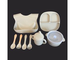 TSD goods – Siliconen Servies Baby en Kind – Onbreekbaar – Kraamcadeau – Set 8 stuks – Groen