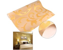 TTGoods - Deco behang met barokke reliëf in goudkleur voor woonkamer of slaapkamer 0,53 x 10 m