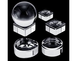 TTGoods - Helder kristallen balstandaard voor woondecoratie - Vierkant, rond, hartvormig - Glazen display sokkel - 2,5 ~ 4,2 cm