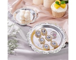 TTGoods - Metalen kaarshouder dienblad voor sieraden en make-up - Vintage decoratie voor kaarsen, armbanden en bruiloften met 2 maten - Ronde kaarsschotel met opslaglade - 3.9/5.9 inch.