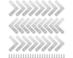 TTGoods - Roestvrijstalen hoekplaten voor meubels - Set van 25 stuks met schroeven - 60 mm x 60 mm