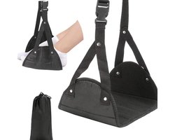 TTGoods - Set van 2 vliegtuigreizen voetsteun hangmat zwart met rits tas - verstelbare voet sling voor lange reis - comfortabel en ontspannend