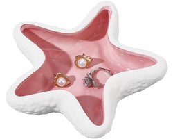 TTGoods - Zeemotief Sieradenbord van Keramiek - Opbergblad voor Sieraden - Ring-Oorbelhouder - Licht Koraal - 13,8 x 14,2 cm