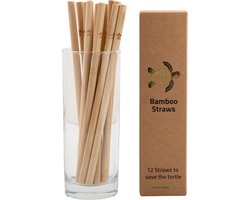 Tu-Untangle Bamboe Rietjes Set – 12 Herbruikbare Rietjes + Reinigingsborstel – Duurzaam & Plasticvrij