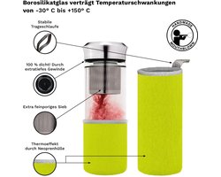 Tuana Kruiden - Theemaker 400ml – Glas Met Filter – Voor Losse Thee - Geel -