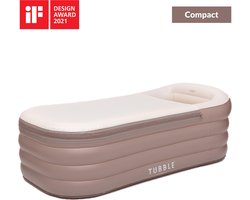 Tubble® Compact Opblaasbaar Bad - Beige - 200L - Klein Opvouwbaar Ligbad Volwassenen tot 170cm - Opgezet in 1 Minuut - Badkuip voor Binnen en Buiten - Home Spa - Ijsbad