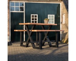 Tuilana - Picknicktafel - Statafel - X-poot - Robuust staal - Koker design - Douglas hout