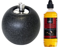 Tuimeltoorts/olielamp - zwart - met bio citronella lampenolie - citrusgeur