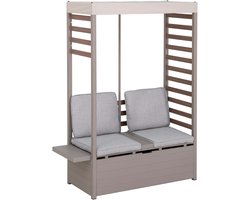 Tuin Balkon Terras bankset met verwijderbare luifel 57 x 147cm grijs