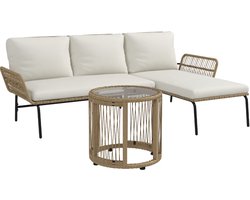 Tuin bank - Outdoor tuin Vintage bank - met voetsteuning - voorzien van een koffietafel en comfortabele kussens