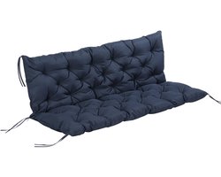 Tuin Bank - Tuinbank Hout - Tuinbanken - Garden Furniture - 3-Zits Tuinbank Kussen met Rugleuning (150x98x8 cm) - Blauw