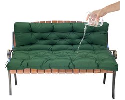 Tuin Bank - Tuinbank Hout - Tuinbanken - Garden Furniture - Waterdicht Tuinbankkussen met Rugleuning (150x100 cm) - Donkergroen