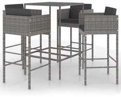 Tuin Bar Set - Balkonset Lounge - Buiten Ontspannen - Met Kussens - 70 x 70 x 110 cm - Grijs