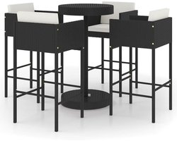 Tuin Barset - Balkon Meubels - Gezellig Buiten Zitten - Weerbestendig Rotan - 75x106cm Tafel - Zwart