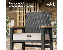 Tuin Bartafel Set 3-delig 75x66x106 cm met 2 Barkrukken en Kussens – Rotan & Metaal Outdoor Barset voor Balkon, Terras en Tuin – Zwart/Bruin – HomebyNicole