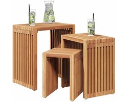 Tuin Bijzettafel Set - Buitentafel Hout - Terras Meubilair - Massief Teakhout Duurzaam - 33x44x51 cm - Bruin