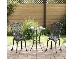 Tuin Bistro set | Loungeset | Tuinset 3 st Zwart Aluminium