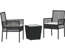 Tuin Bistro set | Loungeset | Tuinset 3 st Zwart Poly riet